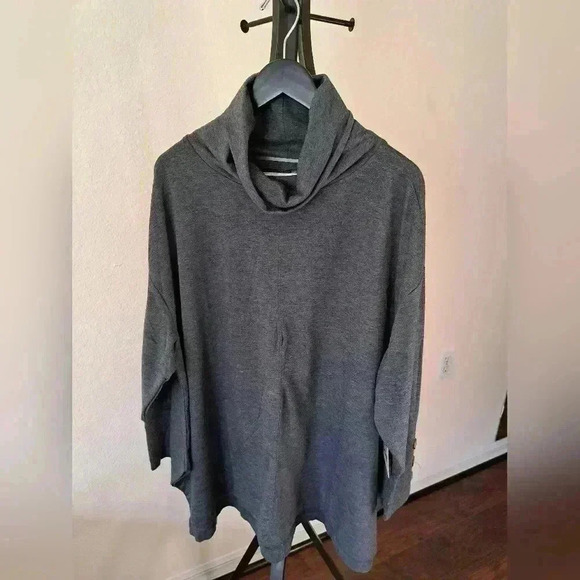 SWEATSHIRT PROJECT GRAY BUTTONED SLEEVES SIZE 1X - Picture 1 of 13